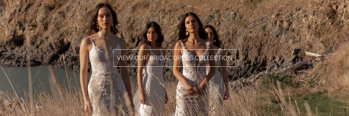 Models wearing bridal gowns
