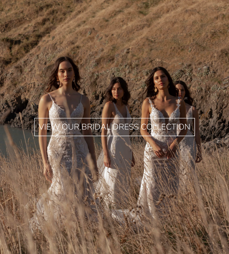 Models wearing bridal gowns